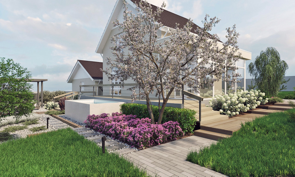 Ландшафтная архитектура участка частного жилого дома в п. Емельяновская горка