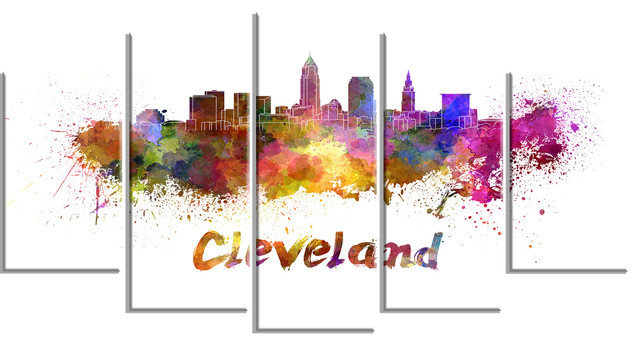 Cleveland Skyline Cityscape Glossy Metal Wall Art Contemporary By Designart - Cleveland Wall Art Cleveland Skyline Cityscape Glossy Metal Wall Art Contemporary By Designart - Cleveland Wall Art