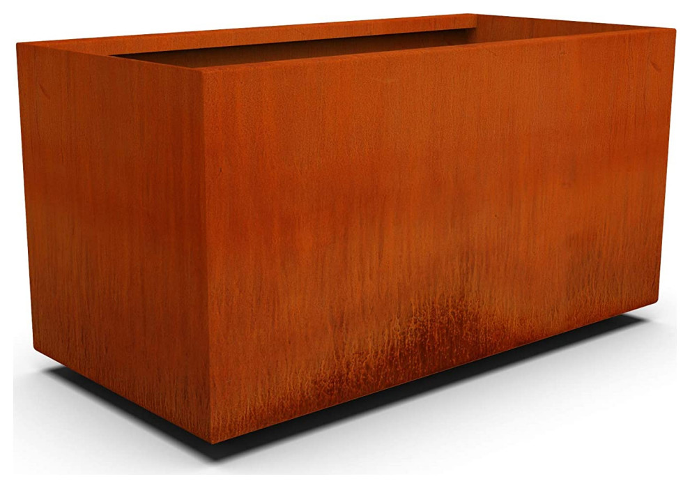Modern Rustic Planter, Steel Construction With Raised Feet and Drain Holes
