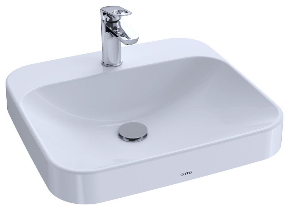Toto Arvina Rectang 20" Vessel Bath Sink for 1Hole Faucets Colonial White Contemporary
