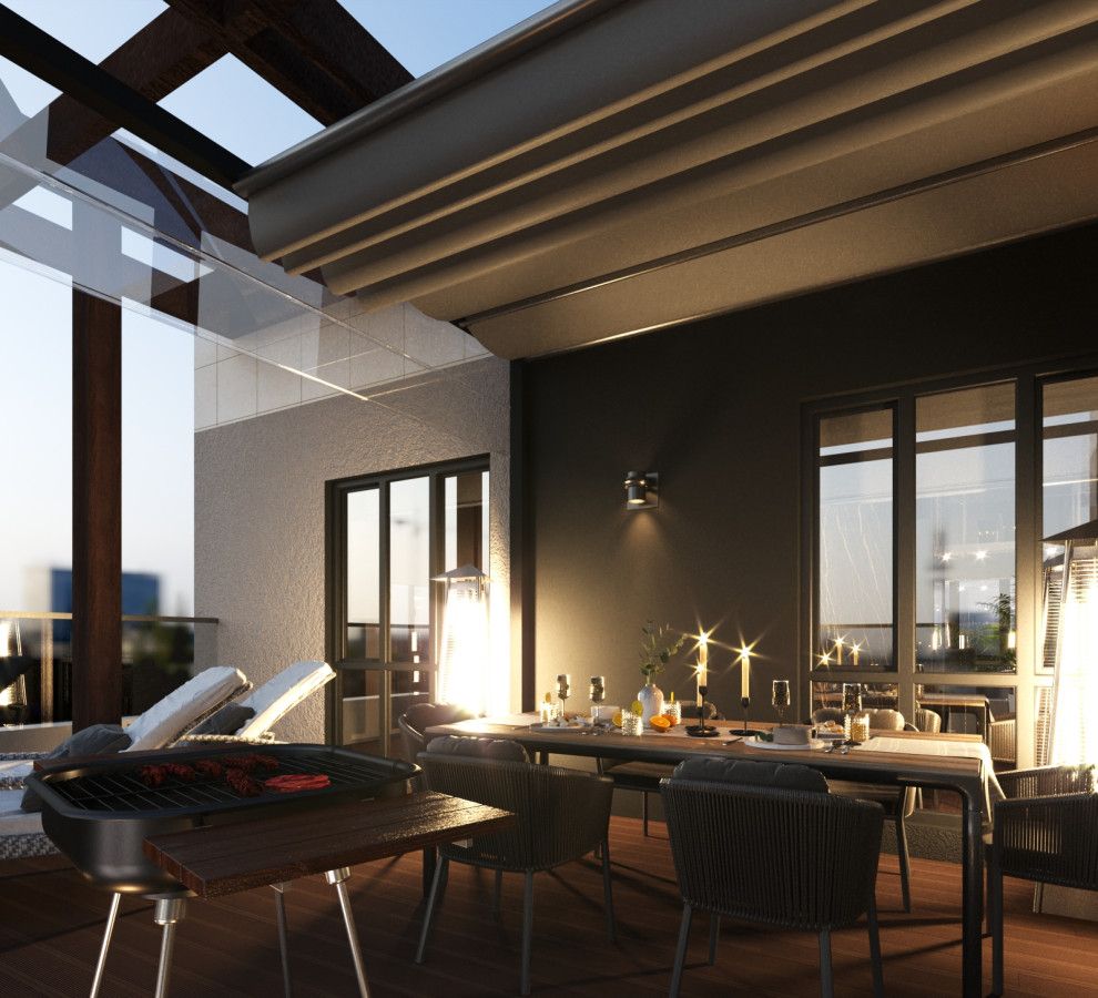 Открытые террасы на последнем этаже