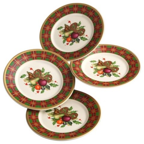 Lenox Holiday Tartan Set of 4 Ttbit Party Plates