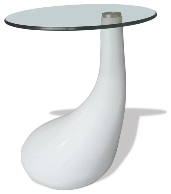 Vidaxl Coffee Table W Round Glass Top, White High Gloss Round Coffee Table