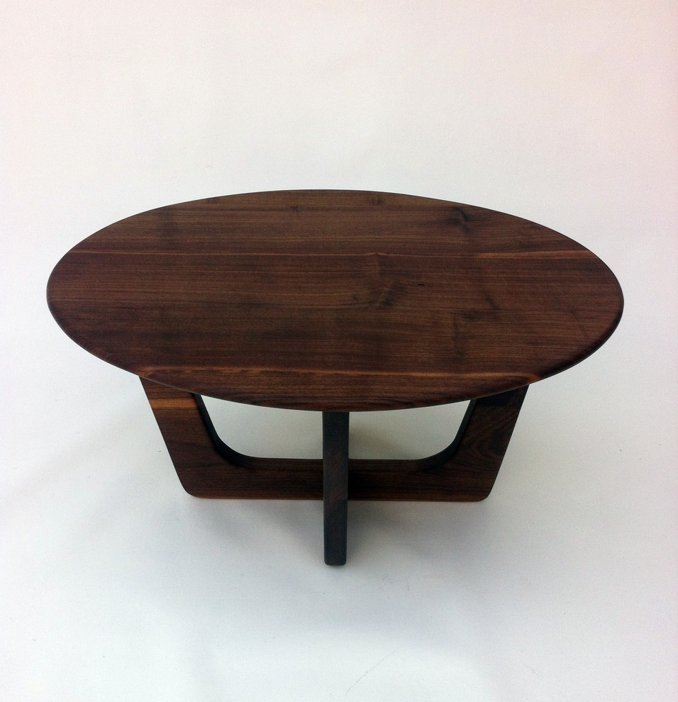 Pearsall Inspired Oval Solid Walnut Cocktail Coffee Table