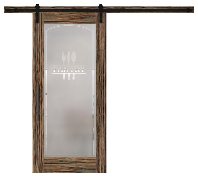 Pantry Barn Door with Glass Insert with 8 Different Private Frosted