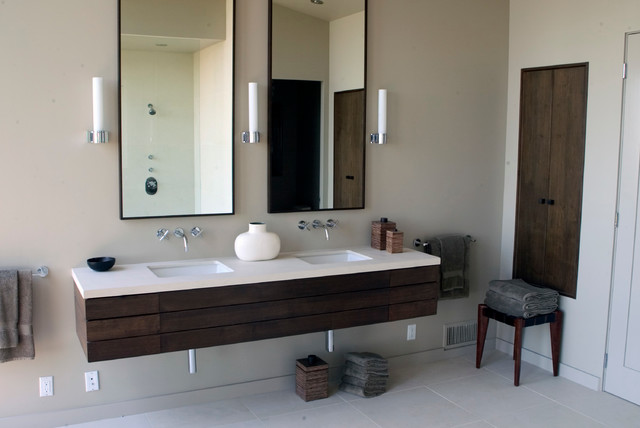 Floating Double Vanity with Matching Linen Closet - Modern - Bathroom -  Other - by Sergio Raynal Fine Custom Woodworking | Houzz AU
