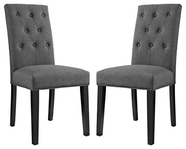 Modern Contemporary Urban Living Dining Side Chair, Set of 2, Fabric