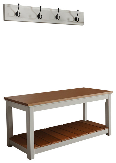 Savannah Coat Hook With Bench Set Ivory Transitional Accent And Savannah Coat Hook With Bench Set Ivory