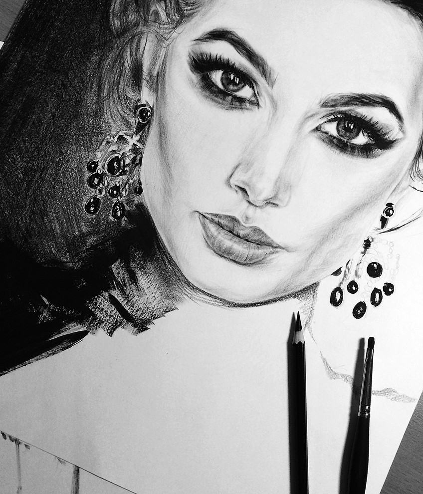 Черная гуашь; «сухая кисть»