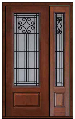 Prehung Sidelite Door 96 Fiberglass Novara 1 Panel 3/4 Lite GBG Glass