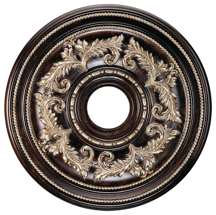 Ceiling Medallion, Hand Rubbed Bronze, Antique Silver Accents