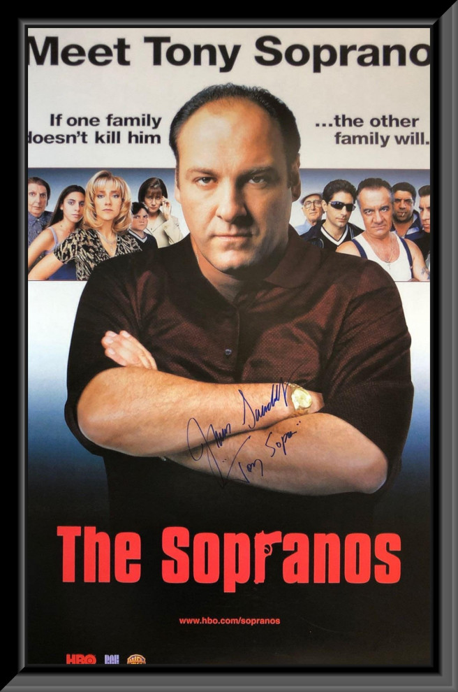The Sopranos James Gandolfini signed movie poster, 27x40 inches