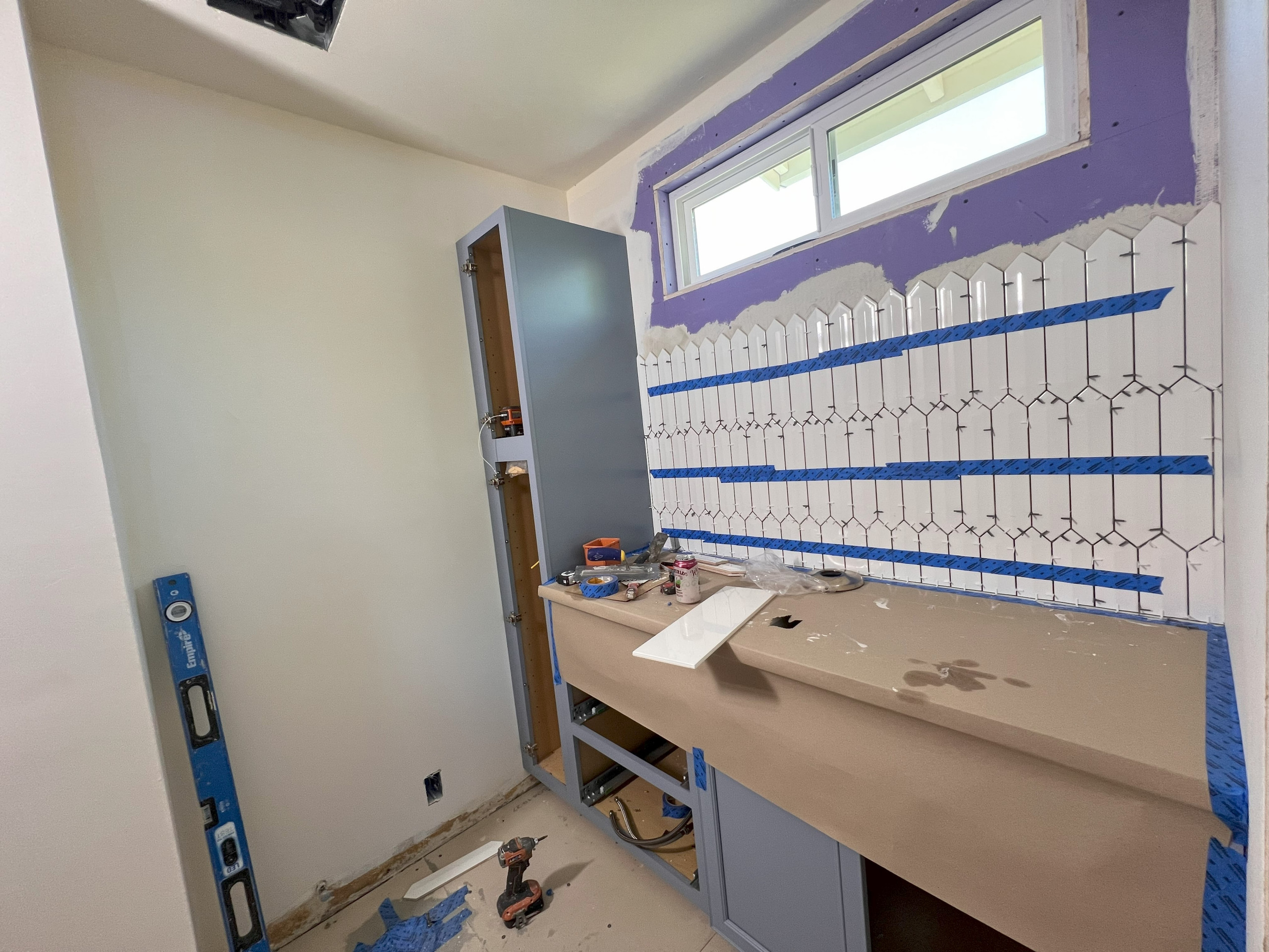DURING! Tile Splash and Cabinet Installation