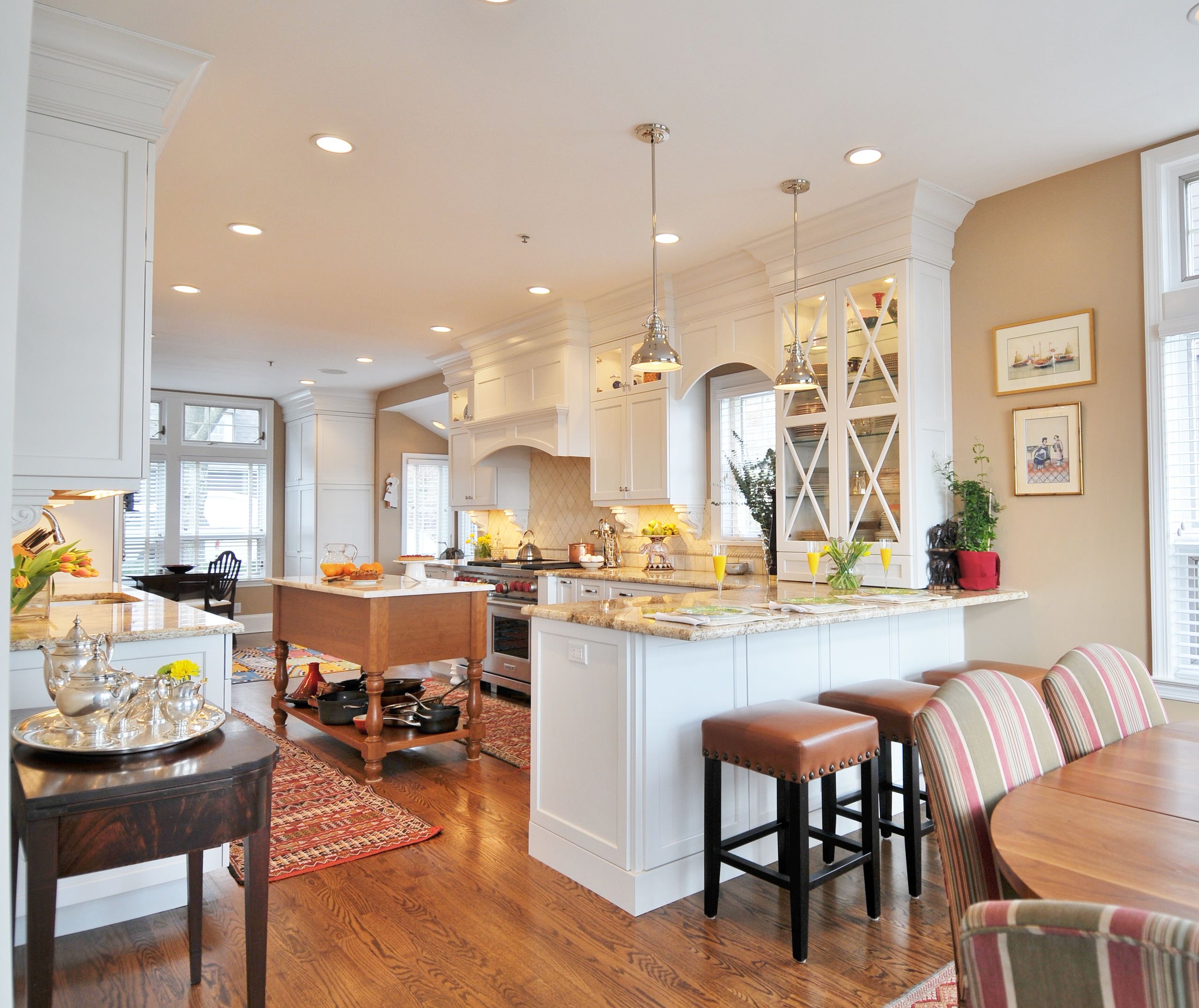 Scarsdale White Kitchen with Cherry Accents