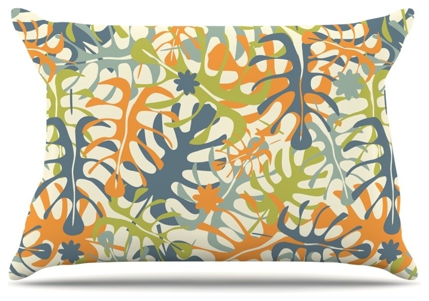 Kess InHouse Julia Grifol Summer Tropical Leaves King Featherweight Sham