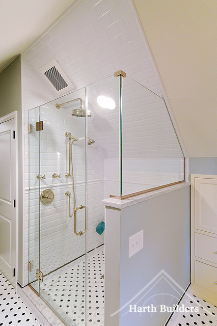  Sloped  Ceiling  Shower Traditional Bathroom  