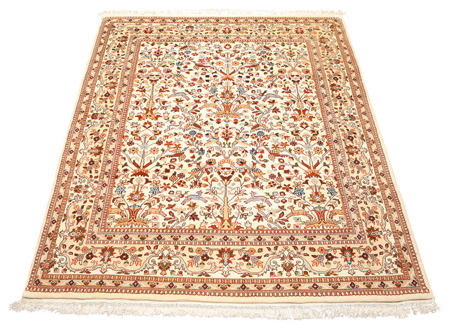 Ivory Aqua Color Persian Rug, 7'11"x9'4"