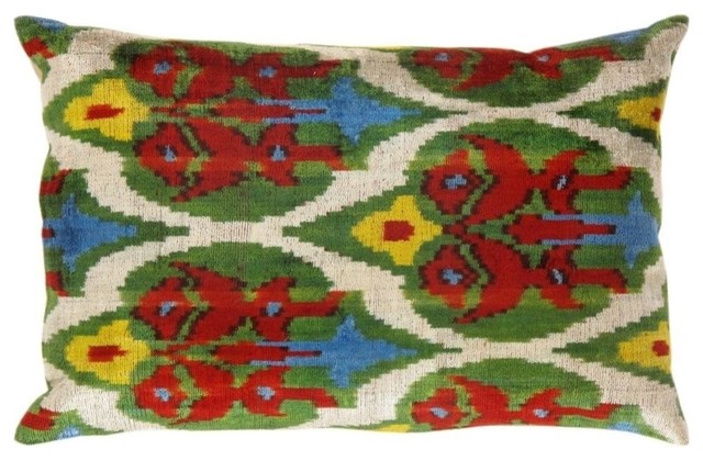 Pasargad Silk Velvet Ikat Pillows 16 X24 Mediterranean