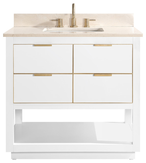 Allie 37 Vanity Combo White Contemporary Bathroom Vanities