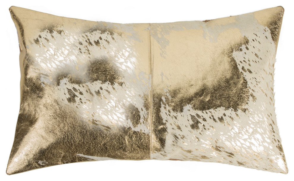Torino Scotland Cowhide Pillow Natural Gold 12 X20