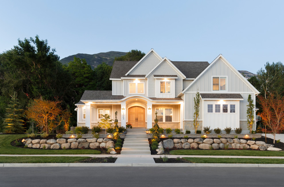 Example of a country exterior home design in Salt Lake City