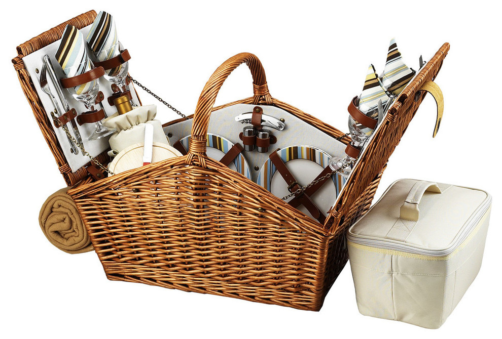 Huntsman Picnic Basket For Four With Blanket Tropical Picnic