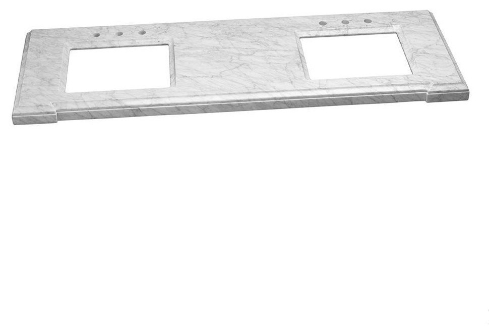 Ronbow Torino Marble Vanity Top With 8" Spread, Carrara White, 61"x22