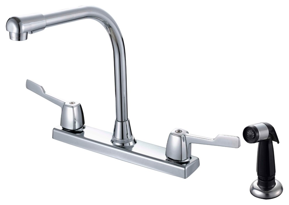 Hardware Hosue Two Handle Kitchen Faucet With Spray, Chrome