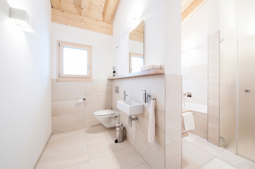 Bathroom - large rustic bathroom idea