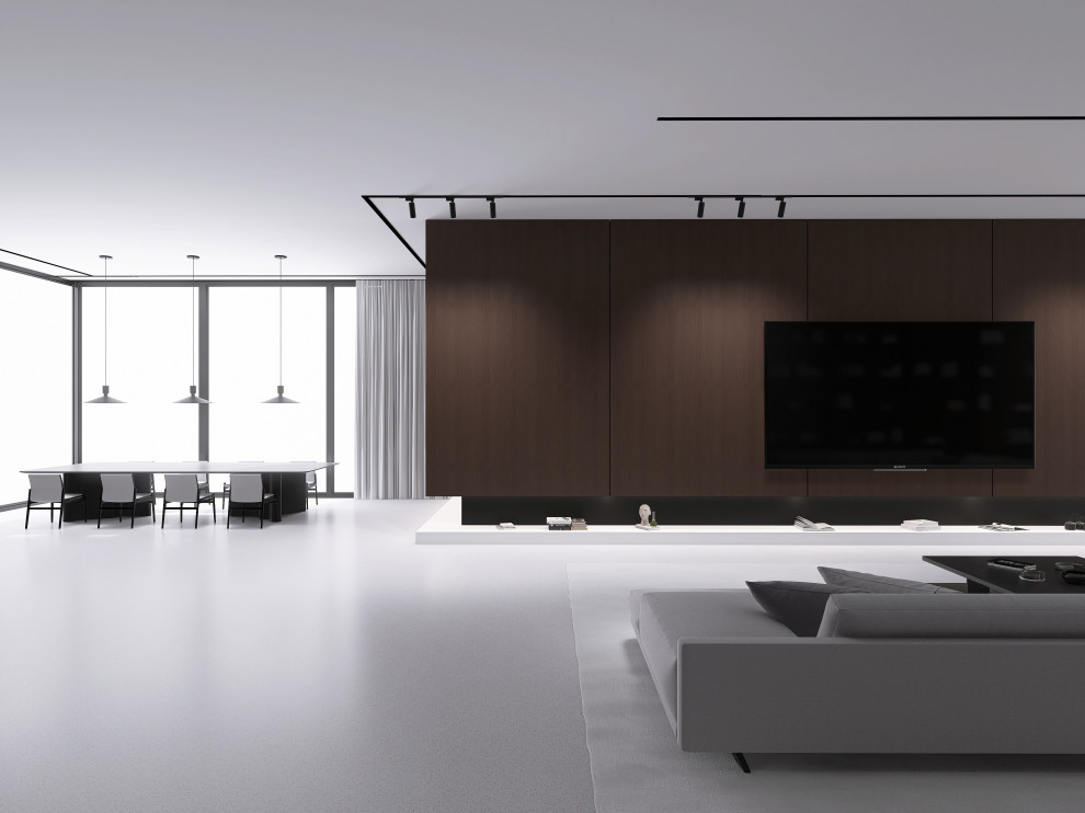 Минималистичный дизайн-проект. Интерьер обладает большим количеством свободного