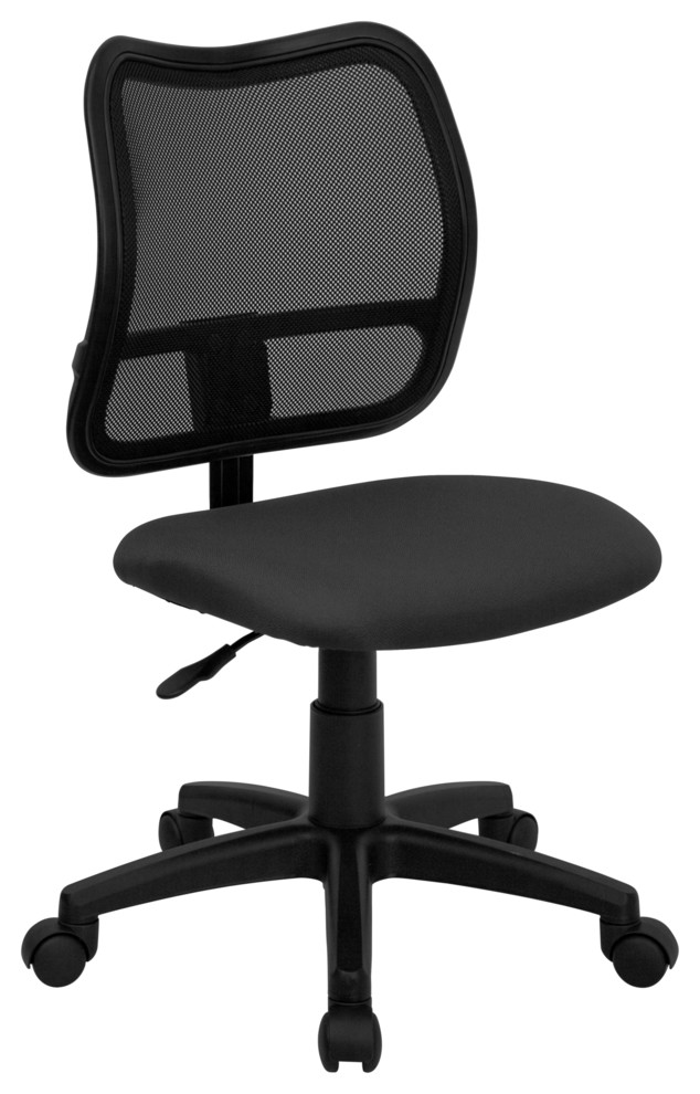 Mid-Back Mesh Swivel Task Chair with Gray Fabric Padded Seat