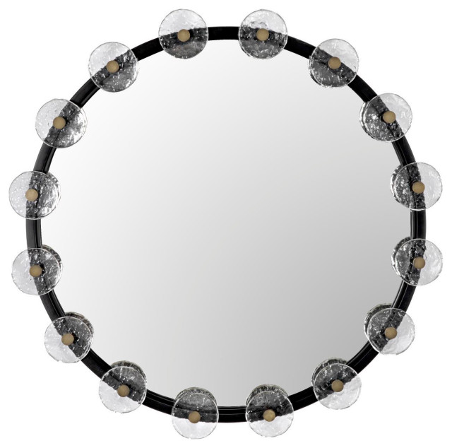 Noir Moira Black Metal Mirror With Glass Details PZ008MTB ...