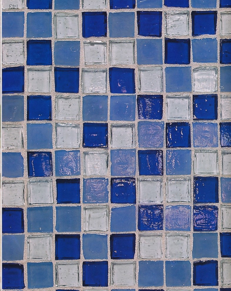 Home design - transitional blue tile and glass tile home design idea in DC Metro