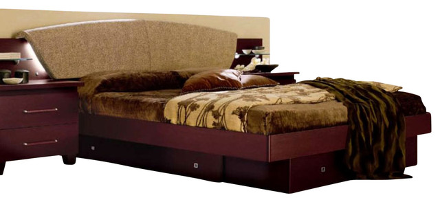 Miss Italia Leather Headboard Platform Bed with Underbed Drawers, Queen