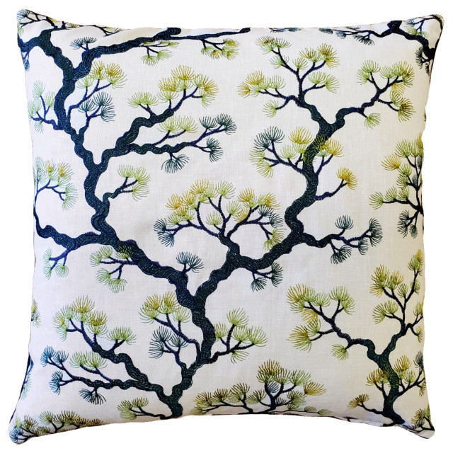 Bonsai Pine Teal Green Throw Pillow 19x19, with Polyfill Insert, 19"x19