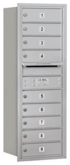 4C Horizontal Mailbox - 11 Door High Unit - Single Column - 9 MB1 Doors - Alumin