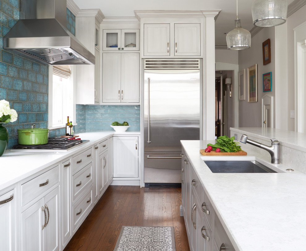 Example of a transitional kitchen design in Chicago