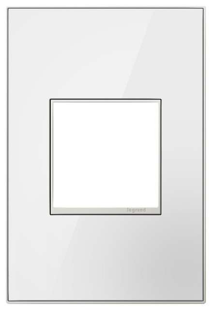 Adorne Real Metal 1-Gang Wall Plate, Mirror White on White