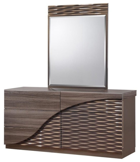 Global Furniture North 6 Drawer Dresser Mirror Zebra Wood W