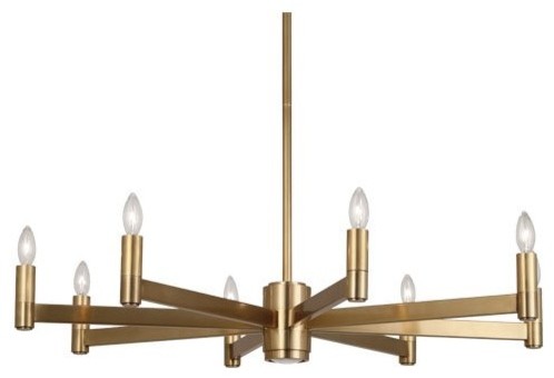 Robert Abbey 4500 Delany - Nine Light Round Chandelier, Antique Brass