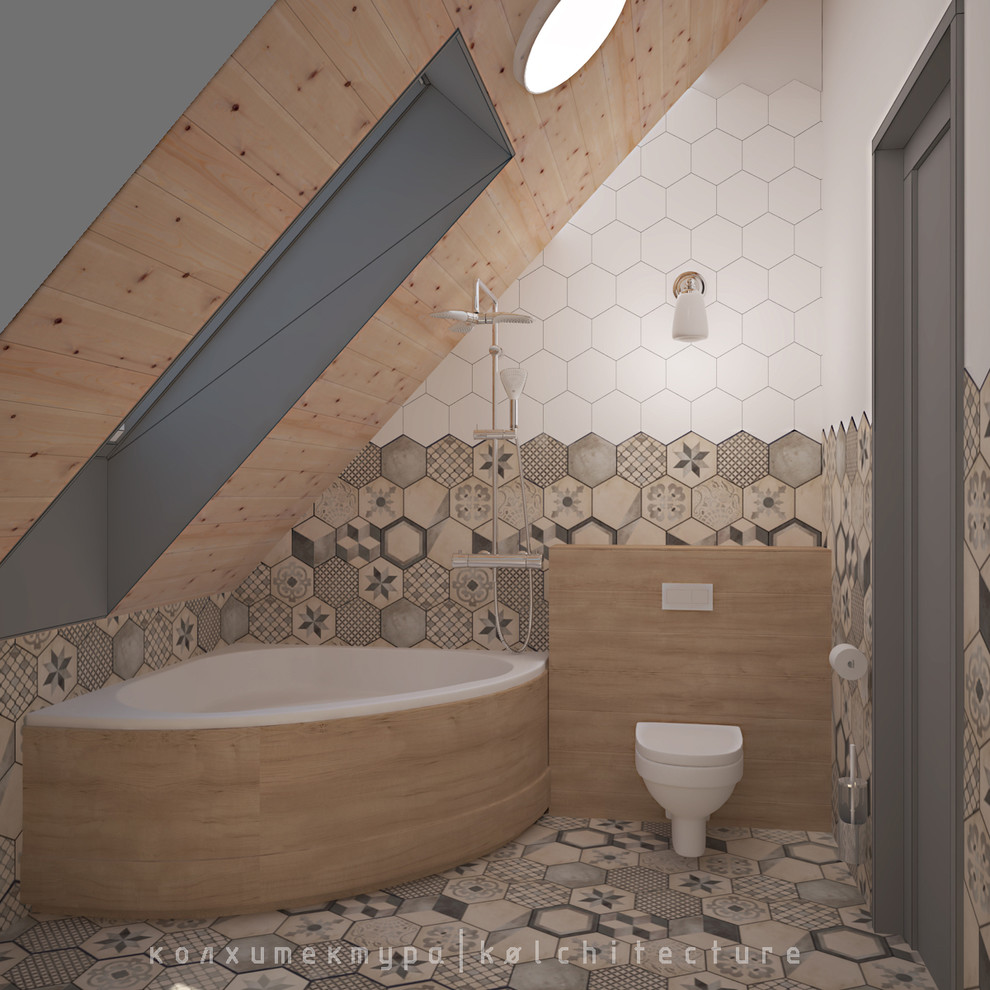 Санузел.Проект интерьера двухэтажного дома. "Принцип бумеранга"