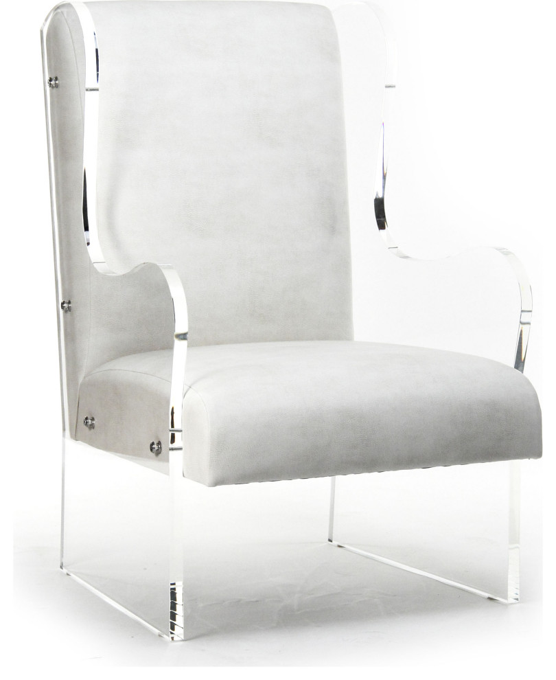 Acrylic Wingback Chair - White Vinyl