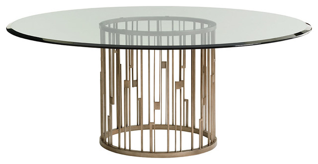 Rendezvous Round Dining Table With 60, Glass For Round Table