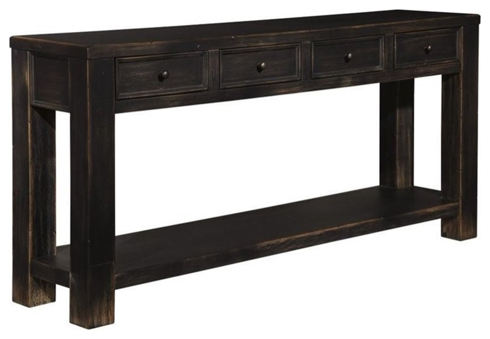 Bowery Hill Wooden Console Table in Black