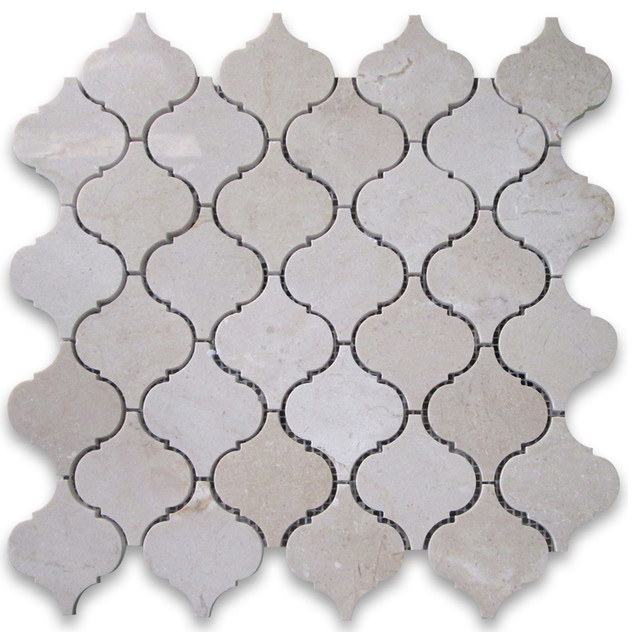 12 X12 Crema Marfil Um Lantern Shaped Arabesque Baroque Mosaic 12 X12 Crema Marfil Um Lantern Shaped Arabesque Baroque Mosaic Polished Modern Wall And Floor Tile By Stone Center
