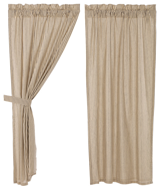 Farmhouse Curtains Miller Farm Ticking Stripe Panel Rod Pocket
