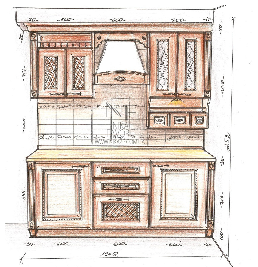 CLASSIC WOODEN KITCHEN (WALNUT COLOR)