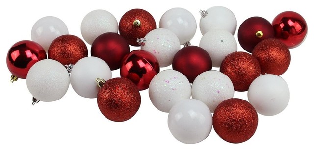 24ct Red and Green Shatterproof 2-Finish Christmas Ball Ornaments 2.5 60mm