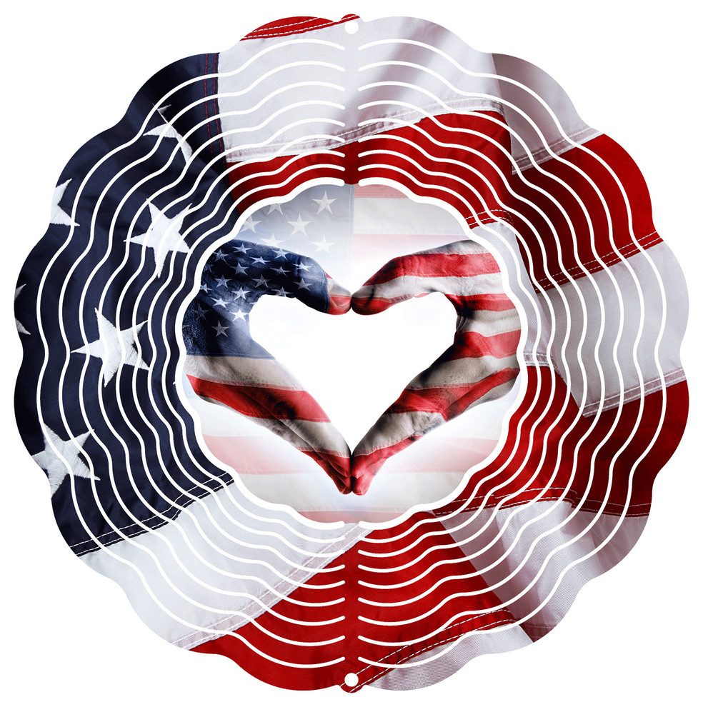 Flag Heart 6" Wind Spinner