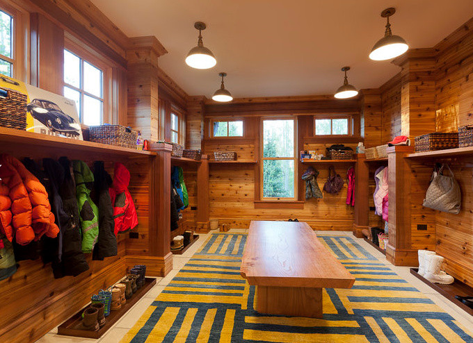 Inspiration for a rustic entryway remodel in Denver